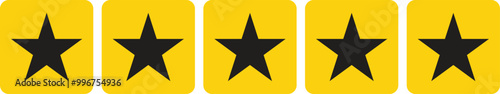 Five stars in square icon . Five yellow star rating icon . Vector illustration