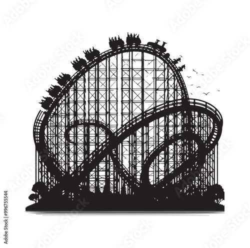 Roller Coaster Silhouette Vector illustration