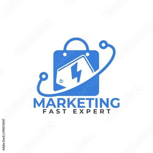 Blue and White Modern Marketing Logo