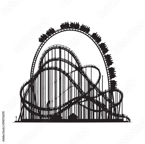 Roller Coaster Silhouette Vector illustration