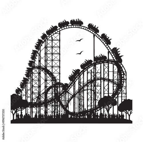 Roller Coaster Silhouette Vector illustration