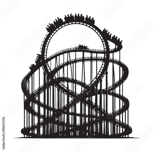 Roller Coaster Silhouette Vector illustration