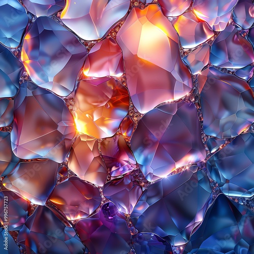 Artistic illustration of a diamondencrusted surface, prismatic colors, elegant backdrop photo