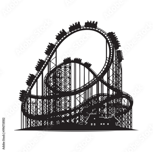 Roller Coaster Silhouette Vector illustration