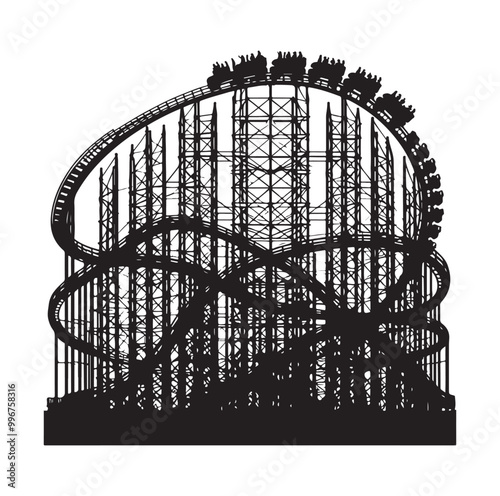 Roller Coaster Silhouette Vector illustration