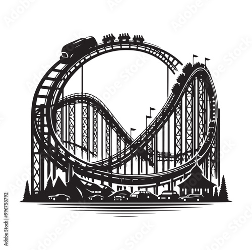 Roller Coaster Silhouette Vector illustration