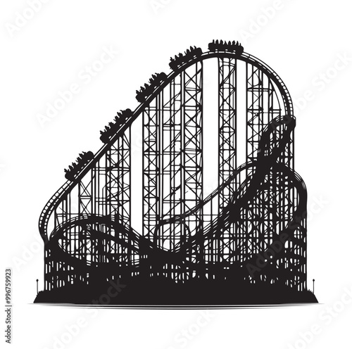 Roller Coaster Silhouette Vector illustration