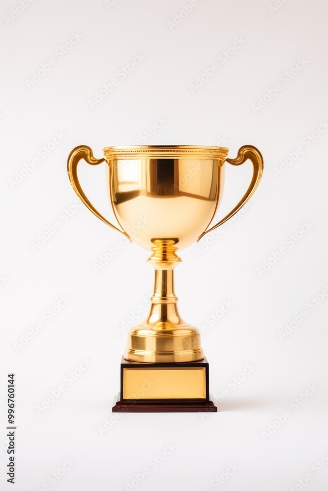 A gold trophy cup white background achievement lighting. A gold trophy cup white background achievement lighting.
