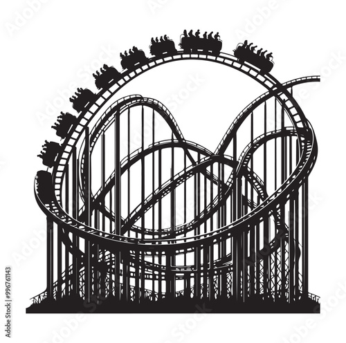 Roller Coaster Silhouette Vector illustration