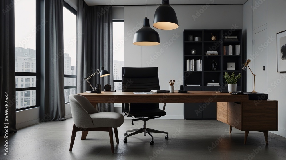 Workspace Minimalist Modern with Design white room desk chair lamp desktop wallpaper. Workspace Minimalist Modern with Design white room desk chair lamp desktop wallpaper.