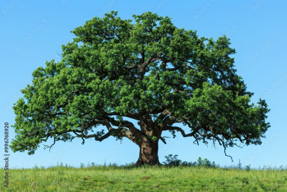A large tree stands in a field of grass A large tree stands in a field of grass