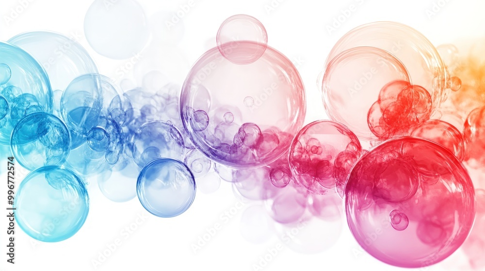 Abstract colorful bubbles on white background.