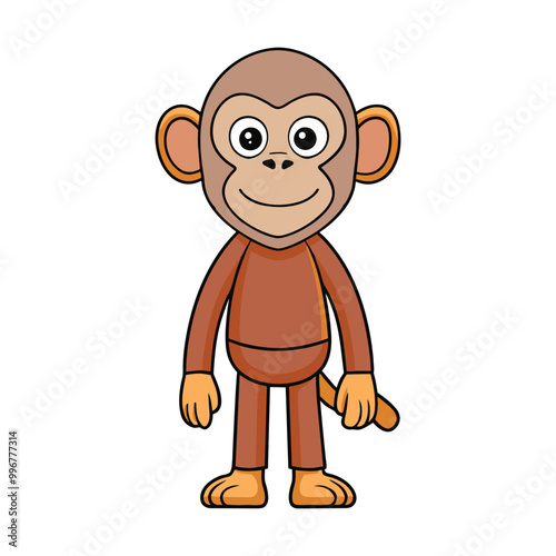 Funny cartoon monkey vector sticker clipart