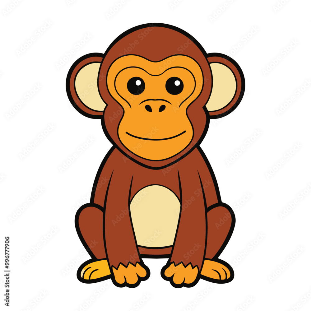 Obraz premium Funny cartoon monkey vector sticker clipart