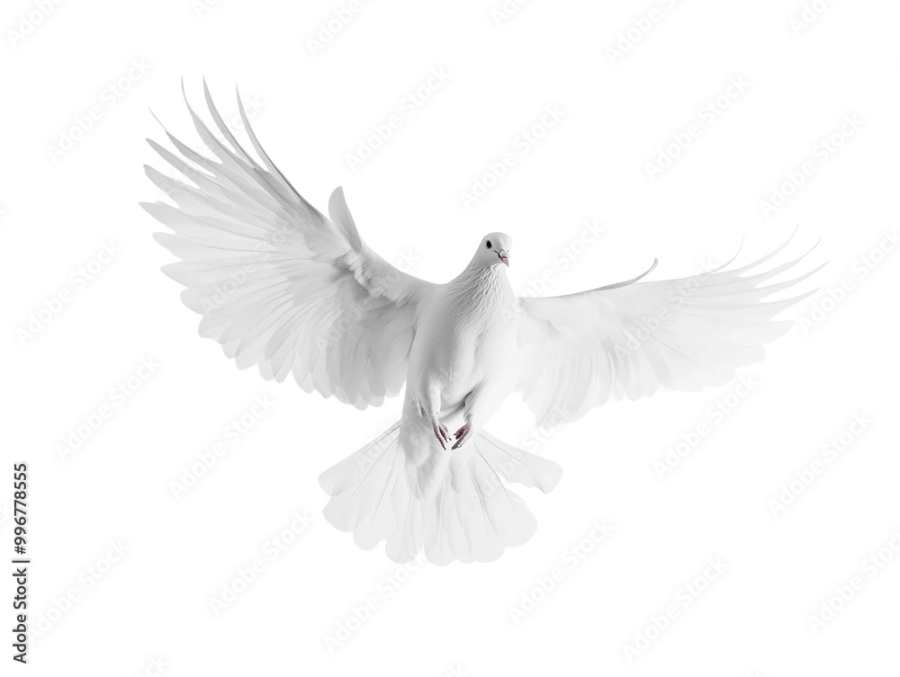 Fototapeta premium White dove silhouette on white background PNG transparent.