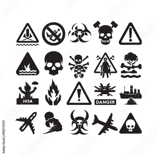 Danger Symbol Black Silhouette vector illustration photo