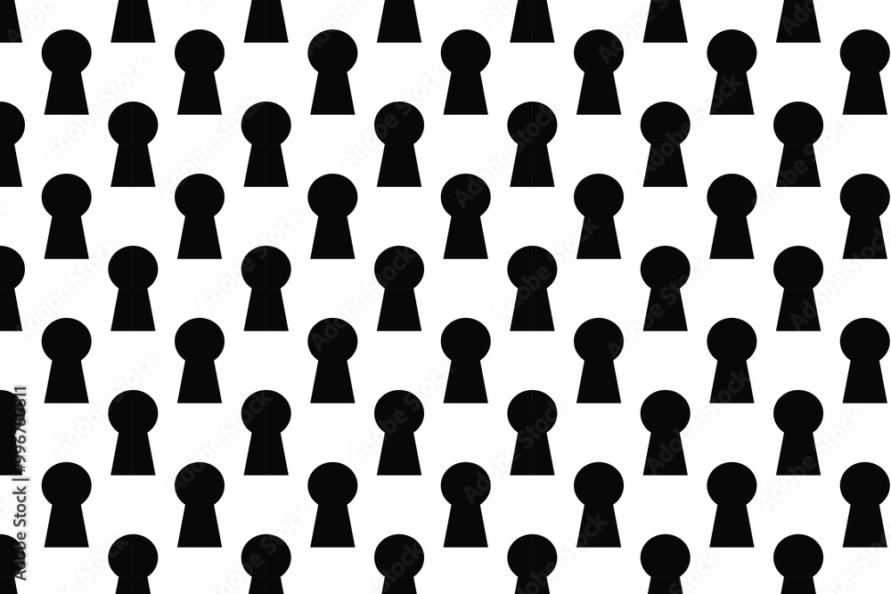 Lock hole pattern . Pattern of key hole lock isolated on white background . Key lock hole background . Vector illustration