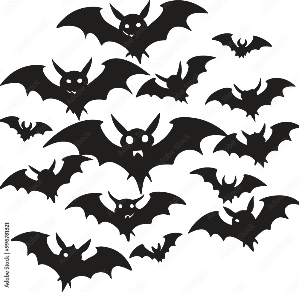 Naklejka premium Flying Halloween bats on transparent background.