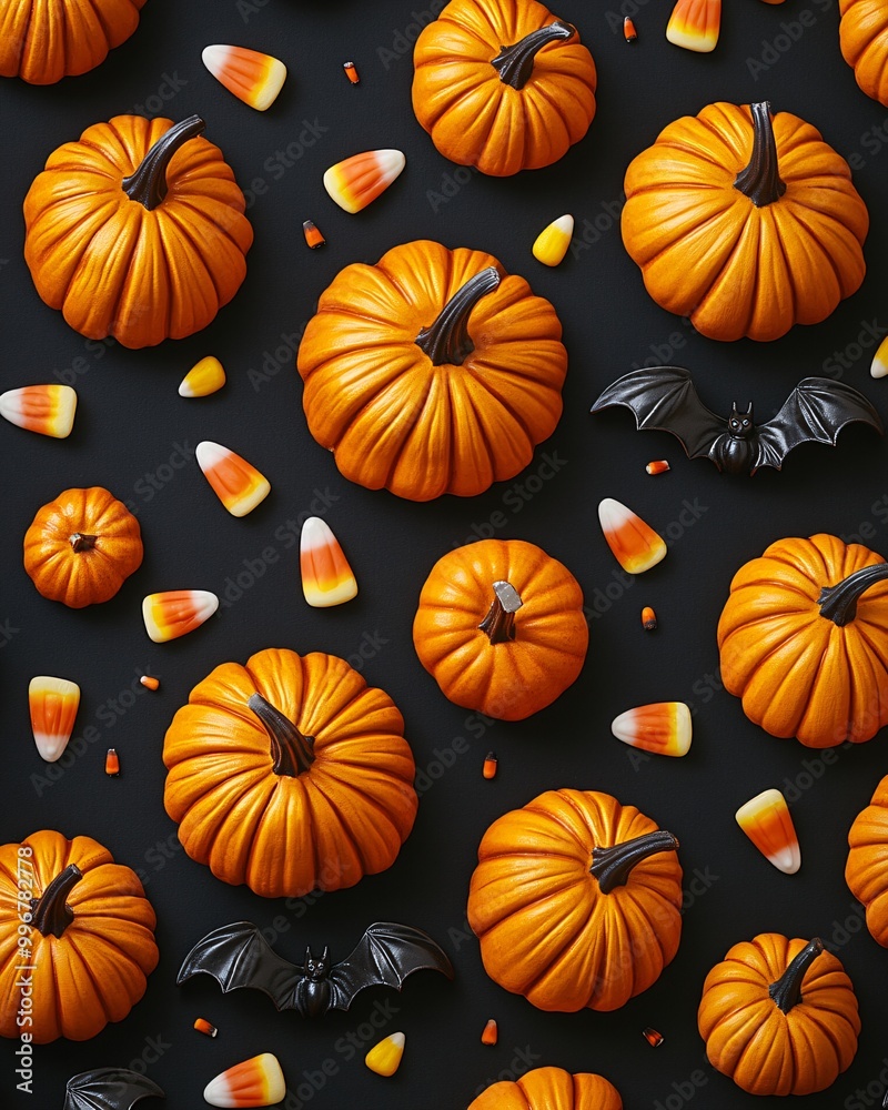 Halloween background with candy corn and pumpkin Halloween background with candy corn and pumpkin