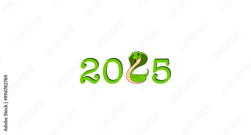 Vector illustration of 2025 inscription in the form of a snake Vector illustration of 2025 inscription in the form of a snake