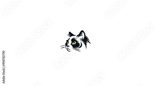 Vector illustration of a cartoon portrait of a kitten on a white background