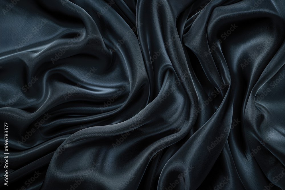 Fototapeta premium Smooth elegant black silk or satin texture abstract background.
