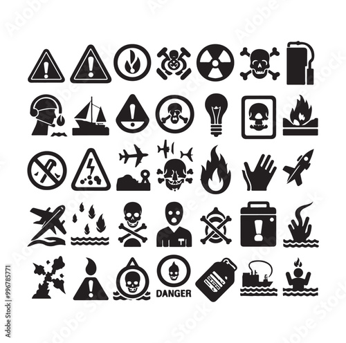 Danger Symbol Black Silhouette vector illustration photo