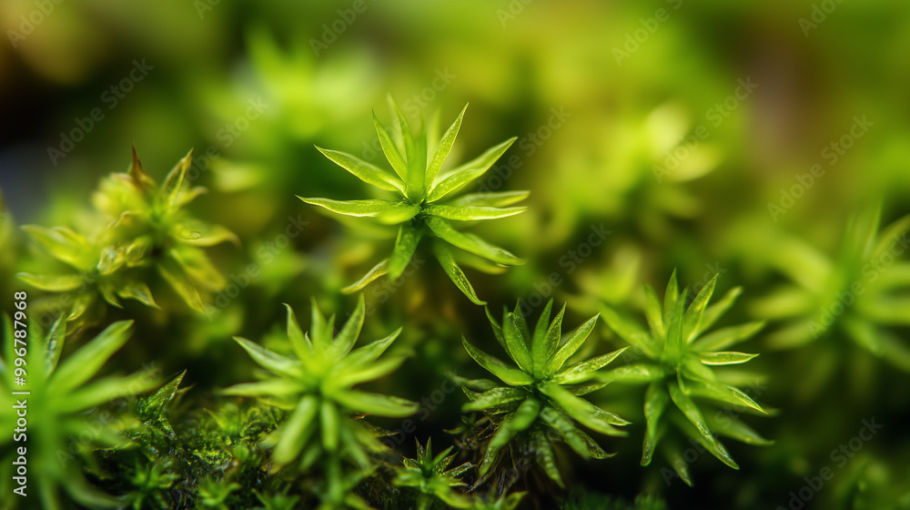 Close-up of Soft Green Moss with Intricate Texture Close-up of Soft Green Moss with Intricate Texture