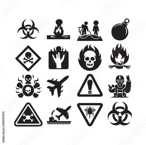 Danger Symbol Black Silhouette vector illustration photo