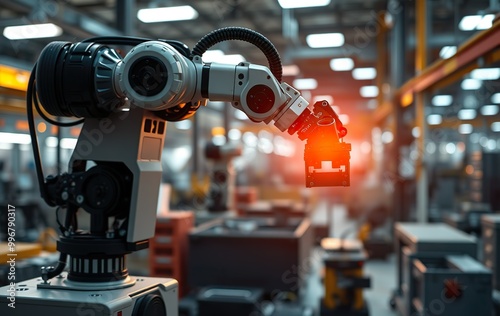 An in-depth exploration of industrial technology showcasing advanced machines and equipment in a factory setting. The steel and metal machinery, including robots and engines, drive the manufacturing a