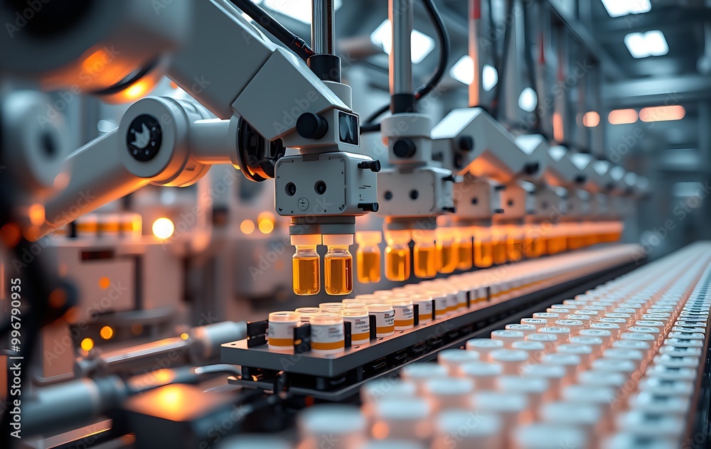A detailed look inside a factory where powerful machines operate, driving production processes with precision. These industrial machines, made of durable metal components, automate tasks like assembly A detailed look inside a factory where powerful machines operate, driving production processes with precision. These industrial machines, made of durable metal components, automate tasks like assembly