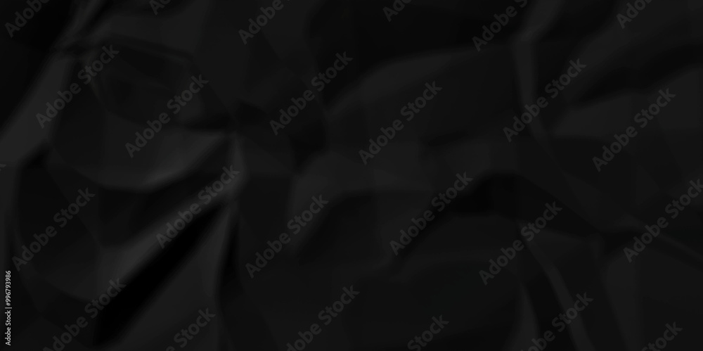 Fototapeta premium Empty black wrinkly backdrop paper. parchment panorama grunge wrinkly paper texture background, crumpled pattern texture. paper crumpled texture. 