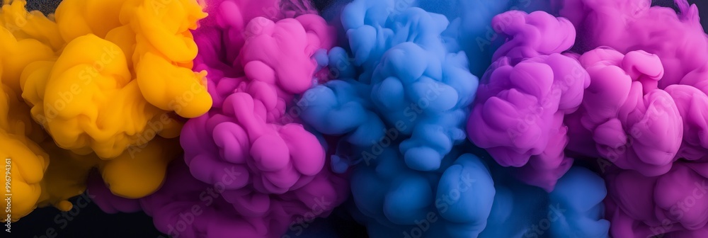 Explosion of bright colorful paint on black background Explosion of bright colorful paint on black background