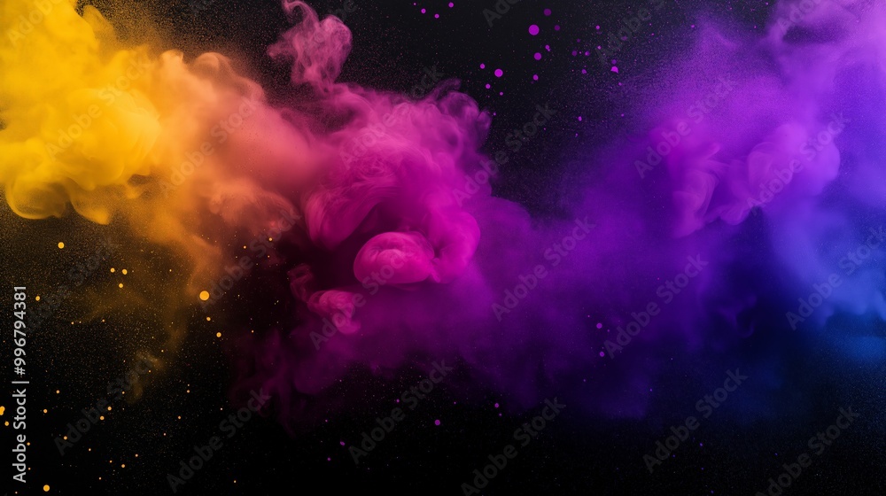 Explosion of bright colorful paint on black background Explosion of bright colorful paint on black background