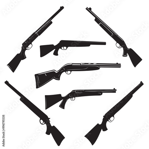 set of shotgun silhouette vector illustration