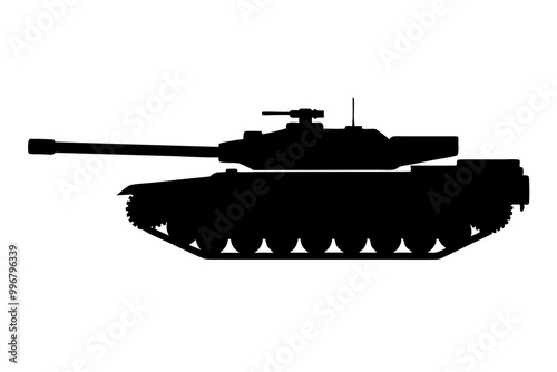 Military Tank Silhouette Vector Illustration, Armored Vehicle Design photo