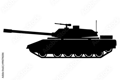 Military Tank Silhouette Vector Illustration, Armored Vehicle Design photo