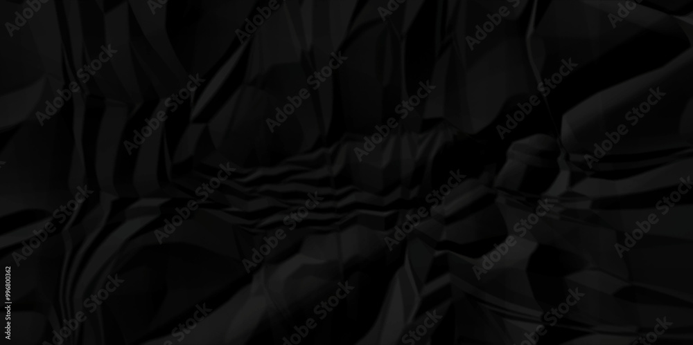 Empty black wrinkly backdrop paper background. panorama grunge wrinkly paper texture background, crumpled pattern texture. paper crumpled texture.
