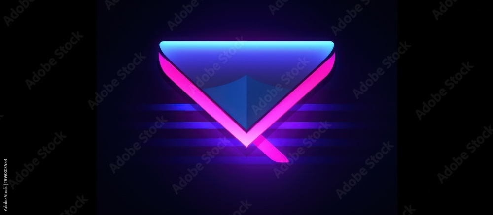 Fototapeta premium Neon Triangle on a Dark Background