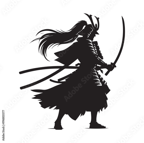 samurai warrior vector Silhouette illustration