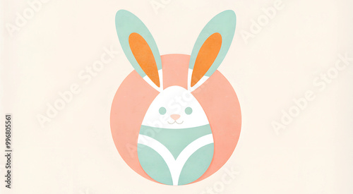 Cute Easter bunny illustration with colorful ears on a soft background for spring celebrations 