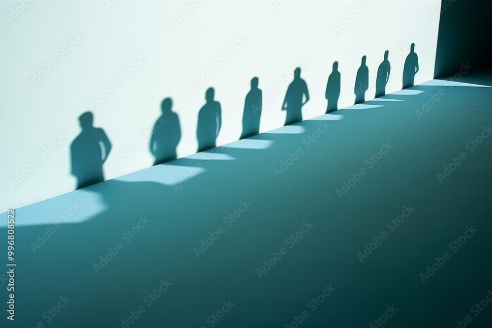 Creating volume and space a simple figure emphasized by its shadow for artistic depth Creating volume and space a simple figure emphasized by its shadow for artistic depth