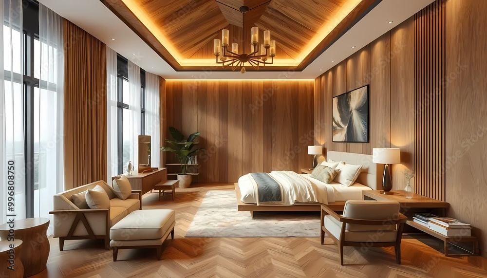 Fototapeta premium modern wooden living room