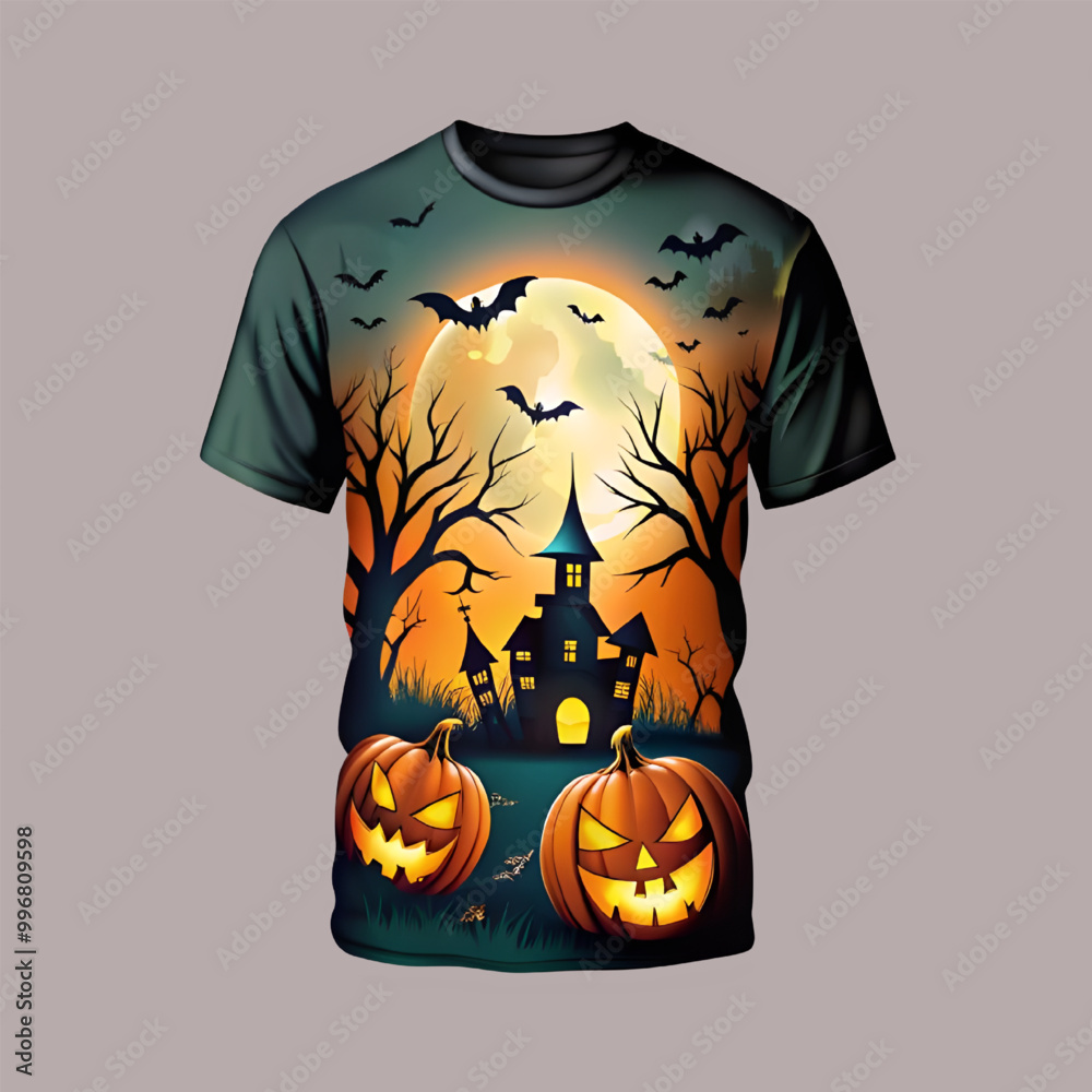 Free Vector Halloween tshirt design generative ai Free Vector Halloween tshirt design generative ai