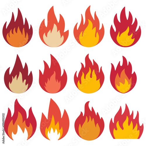 Cartoon campfire. Fire flames, bright fireball, heat wildfire and red hot bonfire, campfire, red fiery flames isolated vector  flame