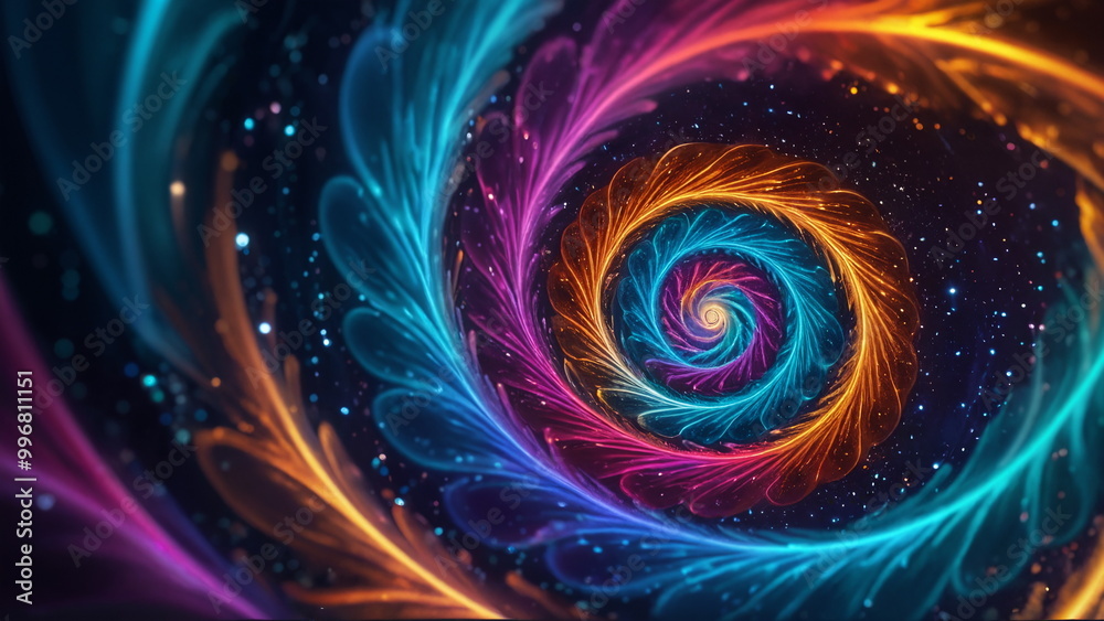 Vibrant abstract spiral pattern with glowing colors and cosmic background Vibrant abstract spiral pattern with glowing colors and cosmic background