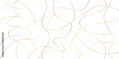 Random pattern colorful line stroke on a transparent background. Chaotic random lines abstract geometric pattern vector background. Decorative golden pattern with tangled curved lines.	