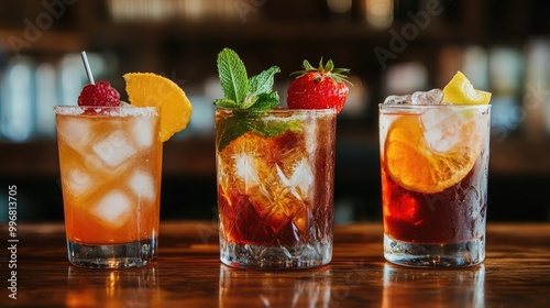 Wallpaper Mural Three cocktails with different garnishes. Perfect for a bar or restaurant menu. Torontodigital.ca