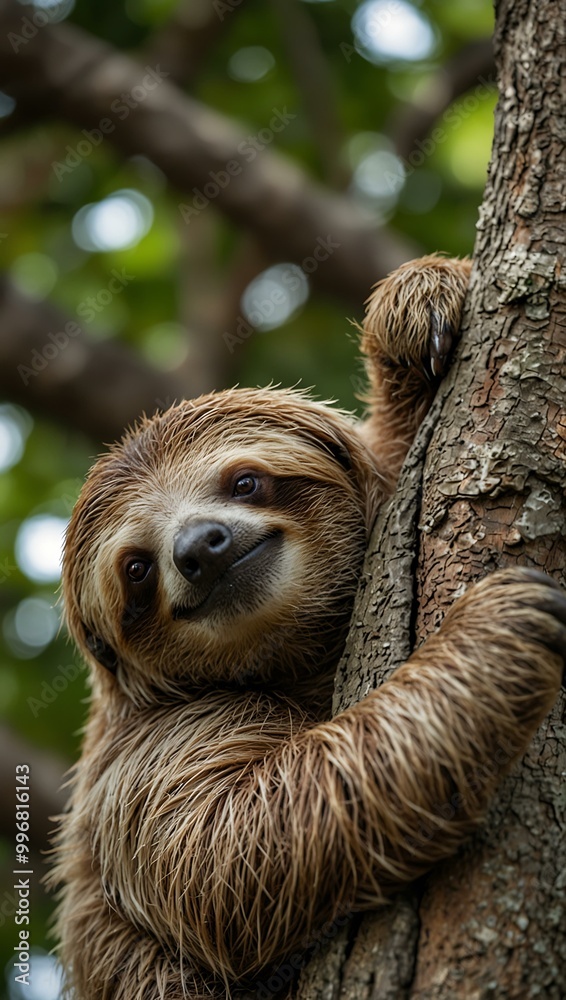 A sloth relaxing in a tree. A sloth relaxing in a tree.