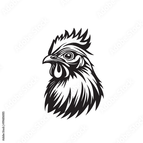 Chicken head design vector on gray background. chicken silhouette. chicken animal vector illustration